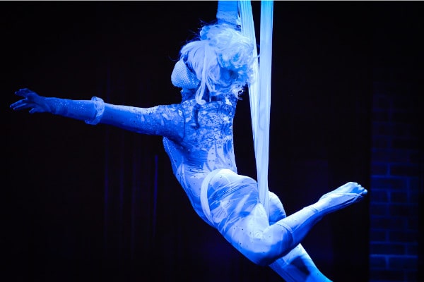 Aerialist women performing