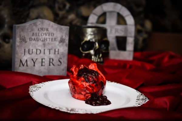 Heart with blood on plate